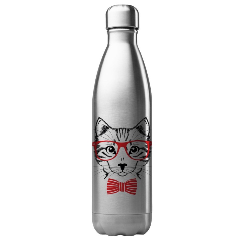 Bouteille gourde isotherme acier inox 500 ml imprimé illustration chat