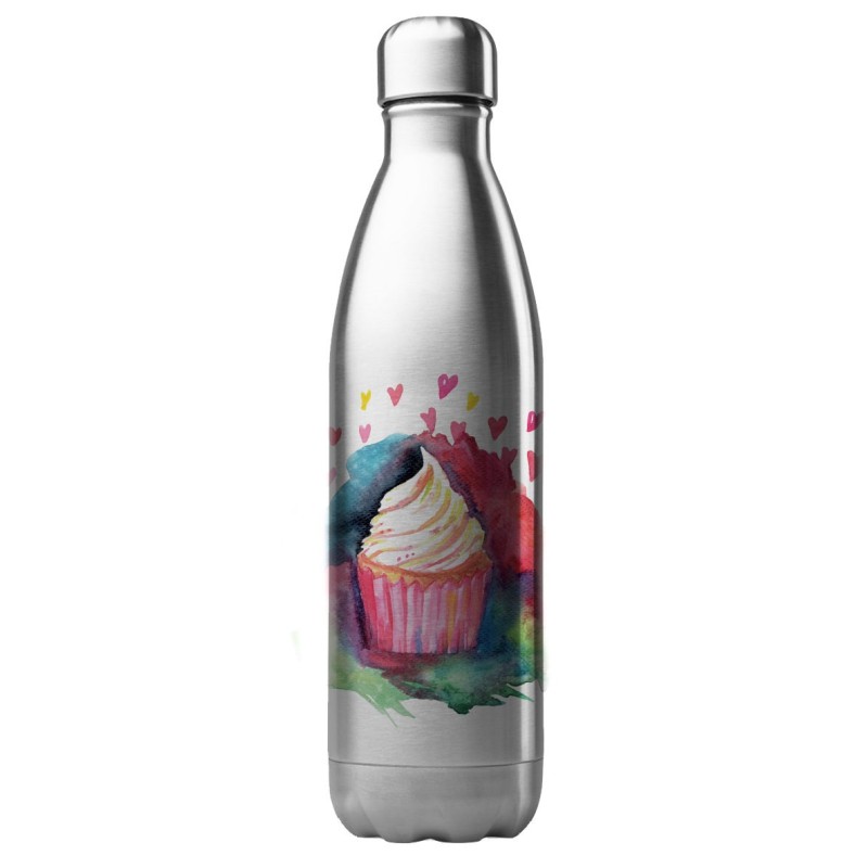 Bouteille gourde isotherme acier inox 500 ml imprimé illustration Cupcake
