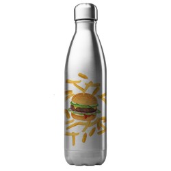 Bouteille gourde isotherme acier inox 500 ml imprimé illustration Hamburger fritte