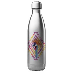 Bouteille gourde isotherme acier inox 500 ml imprimé illustration Oiseau motif psychédélique
