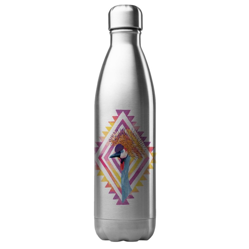 Bouteille gourde isotherme acier inox 500 ml imprimé illustration Oiseau motif psychédélique