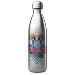 Bouteille gourde isotherme acier inox 500 ml imprimé illustration Oiseau motif psychédélique