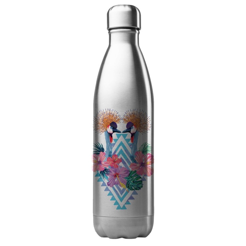 Bouteille gourde isotherme acier inox 500 ml imprimé illustration Oiseau motif psychédélique