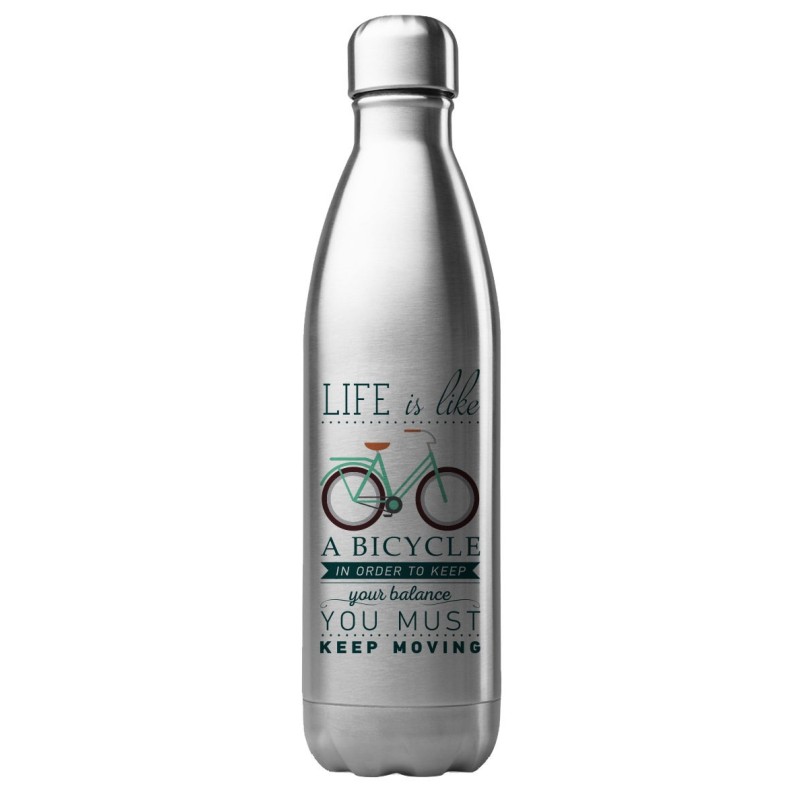 Bouteille gourde isotherme acier inox 500 ml imprimé illustration Vélo