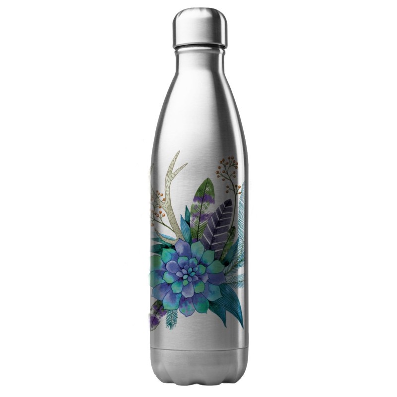 Bouteille gourde isotherme acier inox 500 ml imprimé illustration Fleur
