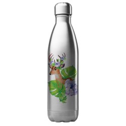 Bouteille gourde isotherme acier inox 500 ml imprimé illustration Cerf