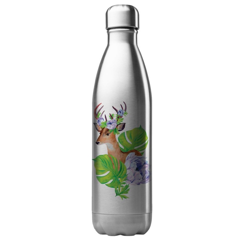 Bouteille gourde isotherme acier inox 500 ml imprimé illustration Cerf