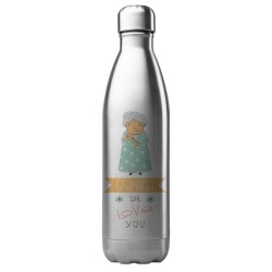Bouteille gourde isotherme acier inox 500 ml imprimé illustration grand mere