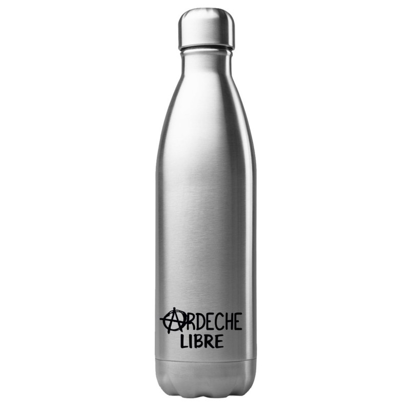 Bouteille gourde isotherme acier inox 500 ml imprimé citation humour Ardèche libre