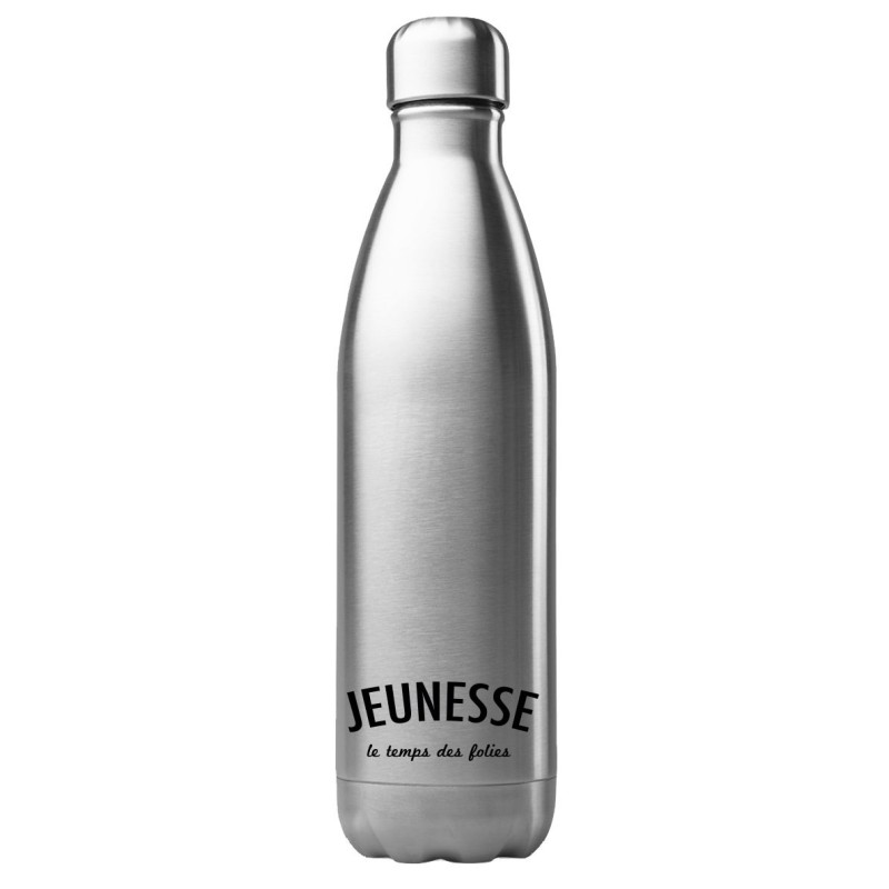 Bouteille gourde isotherme acier inox 500 ml imprimé citation Jeunesse le temps des folies