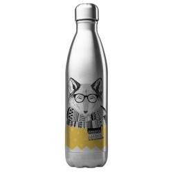 Bouteille gourde isotherme acier inox 500 ml imprimé illustration renard art