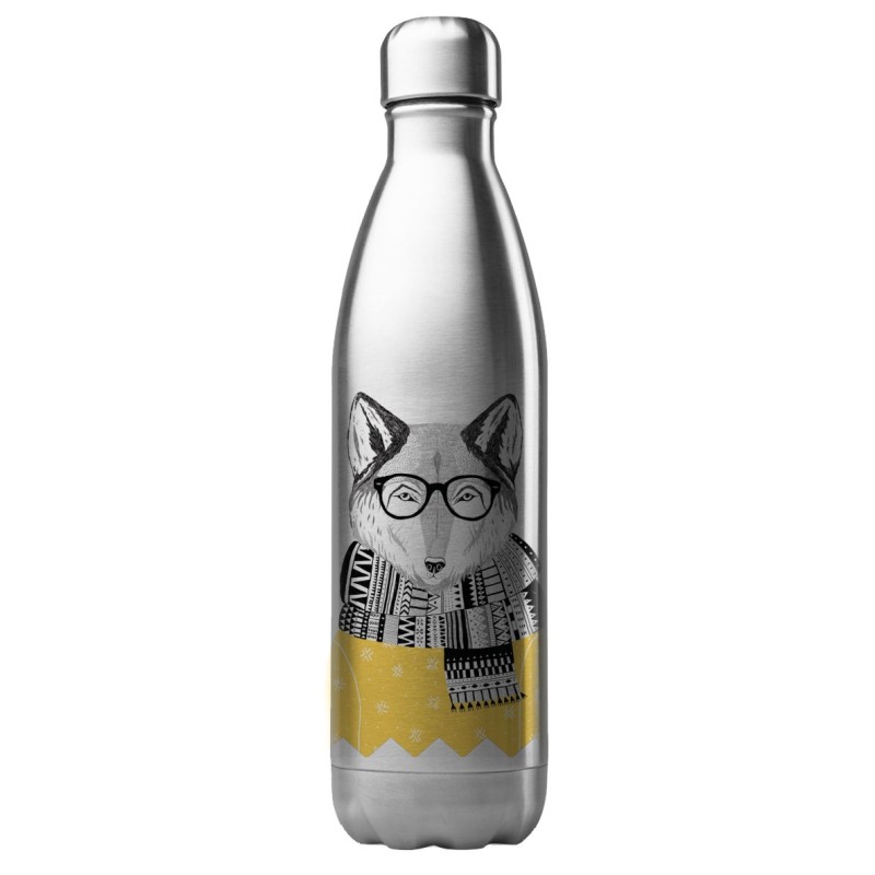 Bouteille gourde isotherme acier inox 500 ml imprimé illustration renard art