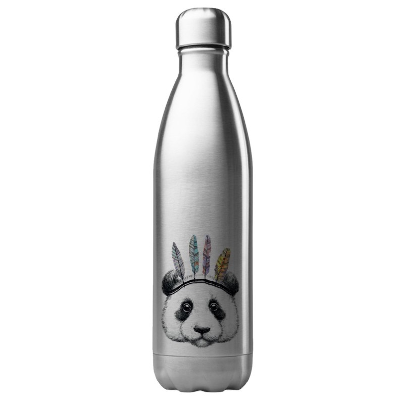 Bouteille gourde isotherme acier inox 500 ml imprimé illustration panda indien art