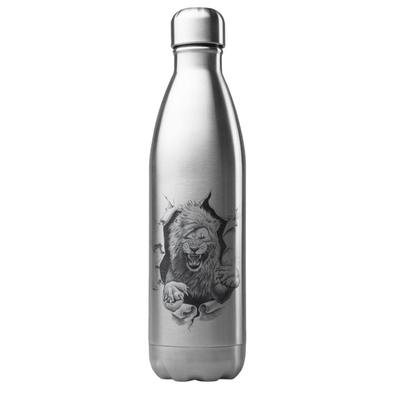 Bouteille gourde isotherme acier inox 500 ml imprimé illustration lion art