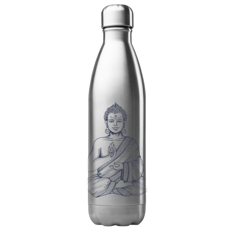 Bouteille gourde isotherme acier inox 500 ml imprimé illustration zen méditation bouddha