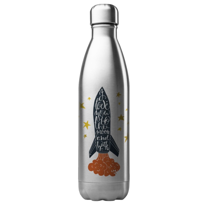 Bouteille gourde isotherme acier inox 500 ml imprimé illustration Fusée
