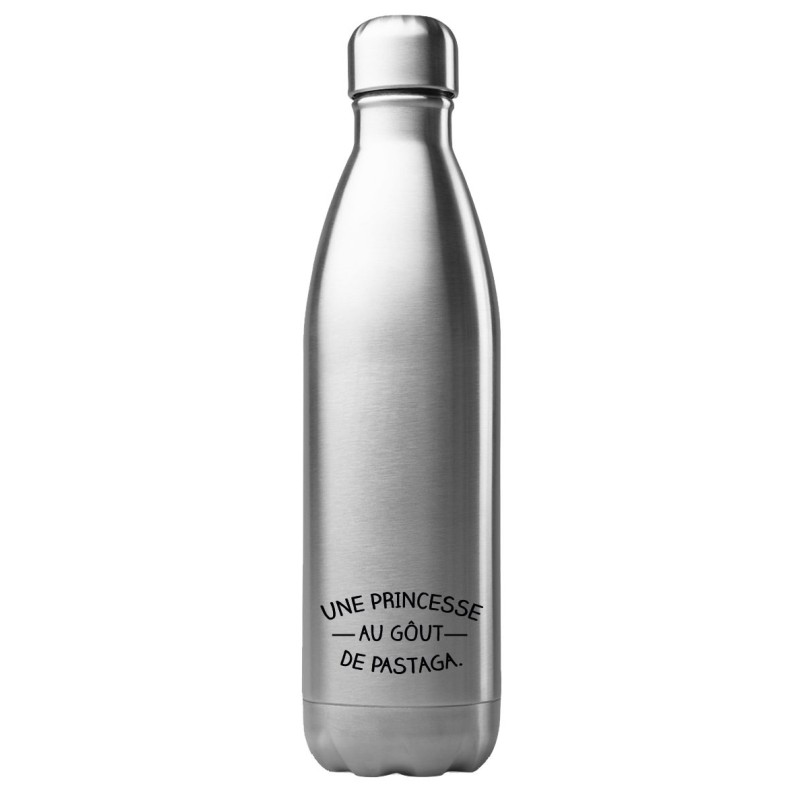 Bouteille gourde isotherme acier inox 500 ml imprimé citation une princesse au gout de pastaga