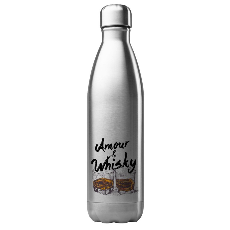 Bouteille gourde isotherme acier inox 500 ml imprimé citation humour JAmour & whisky