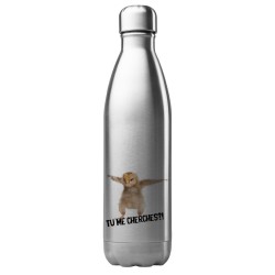 Bouteille gourde isotherme acier inox 500 ml imprimé citation humour poussin Tu me cherches