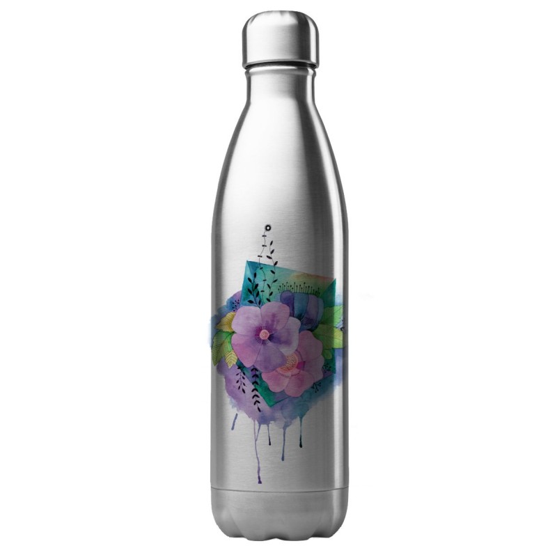 Bouteille gourde isotherme acier inox 500 ml imprimé illustration illustration Fleur