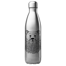 Bouteille gourde isotherme acier inox 500 ml imprimé illustration ours barbe