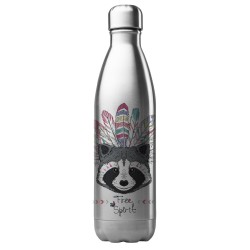 Bouteille gourde isotherme acier inox 500 ml imprimé illustration Raton laveur indien
