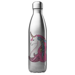 Bouteille gourde isotherme acier inox 500 ml imprimé illustration Licorne