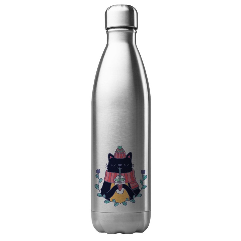 Bouteille gourde isotherme acier inox 500 ml imprimé illustration Chat