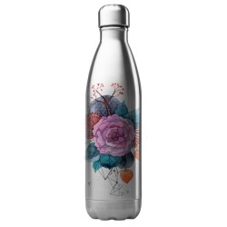 Bouteille gourde isotherme acier inox 500 ml imprimé illustration fleur