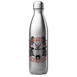 Bouteille gourde isotherme acier inox 500 ml imprimé illustration tête buffle skull