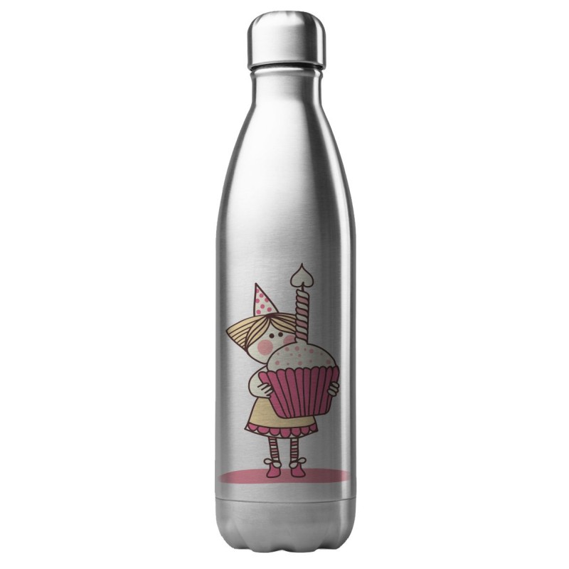 Bouteille gourde isotherme acier inox 500 ml imprimé illustration anniversaire art