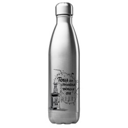Bouteille gourde isotherme acier inox 500 ml imprimé illustration Tous les chemins mènent au rhum