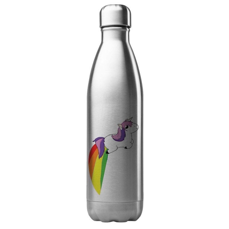 Bouteille gourde isotherme acier inox 500 ml imprimé illustration Licorne arc en ciel