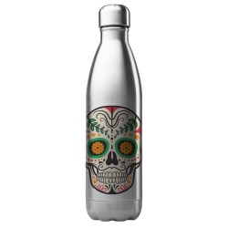 Bouteille gourde isotherme acier inox 500 ml imprimé illustration Tête de mort mexicain