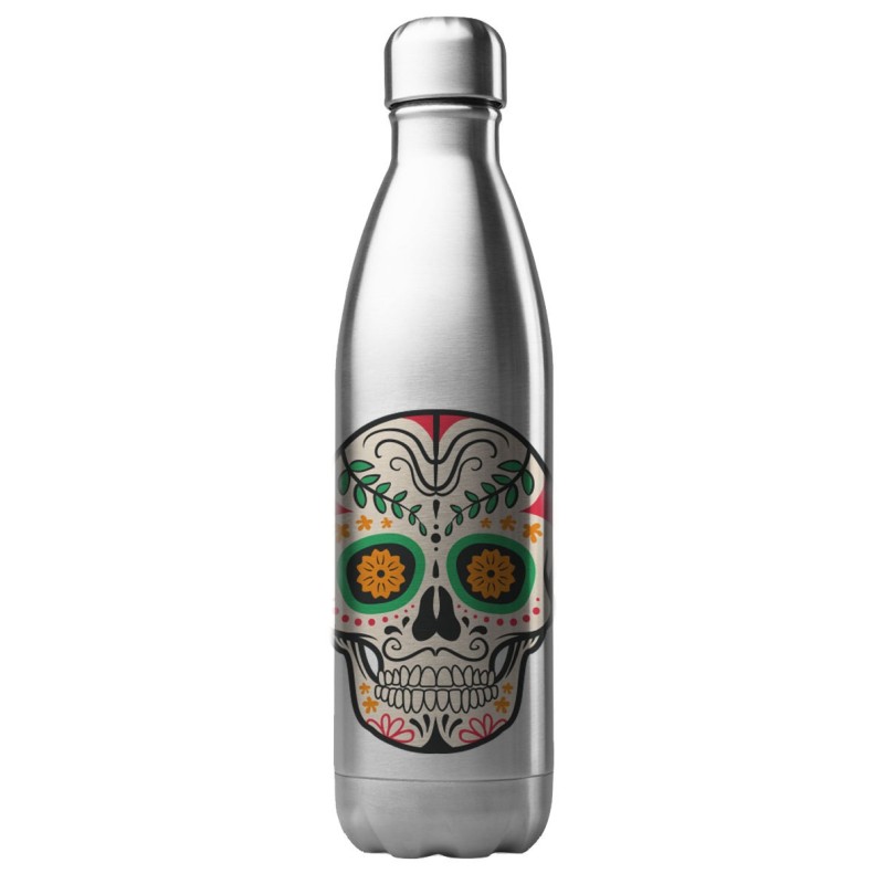 Bouteille gourde isotherme acier inox 500 ml imprimé illustration Tête de mort mexicain