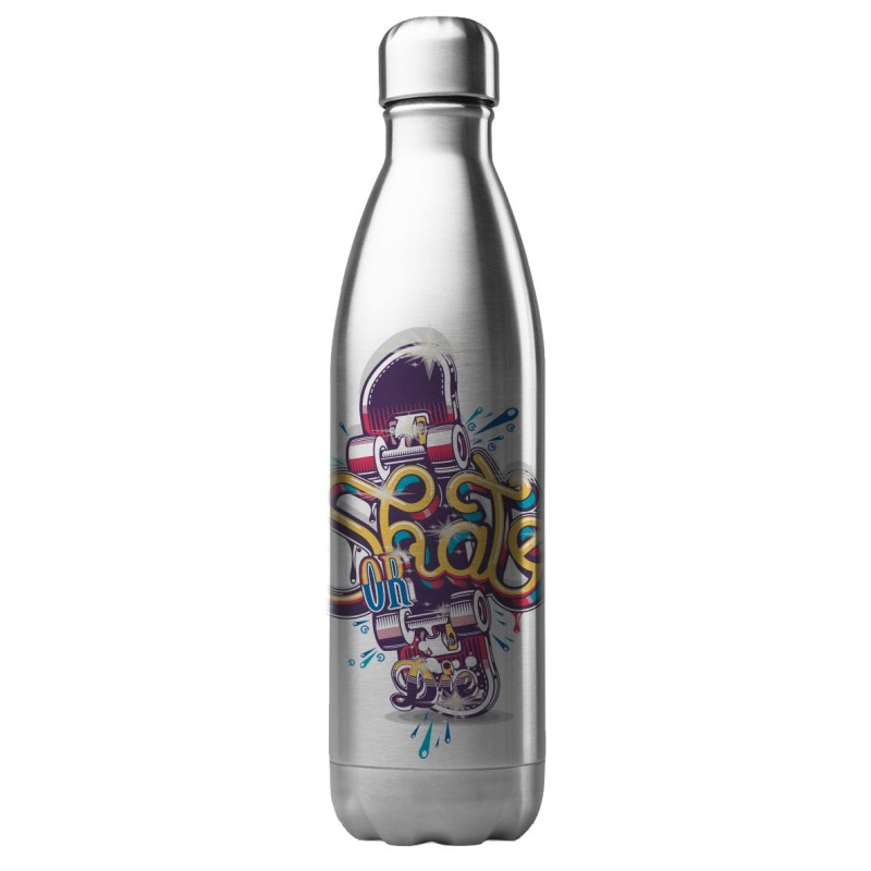 Bouteille gourde isotherme acier inox 500 ml imprimé Illustration Skateboard