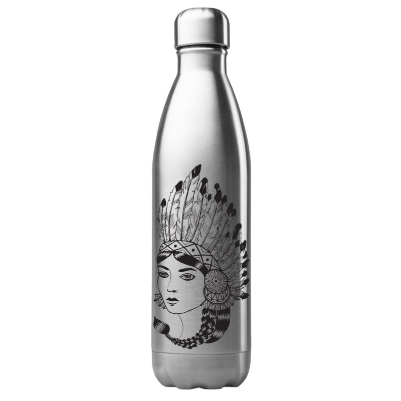 Bouteille gourde isotherme acier inox 500 ml imprimé Illustration art fille Indien