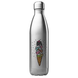 Bouteille gourde isotherme acier inox 500 ml imprimé Illustration glace chat