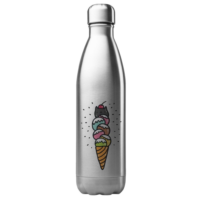 Bouteille gourde isotherme acier inox 500 ml imprimé Illustration glace chat