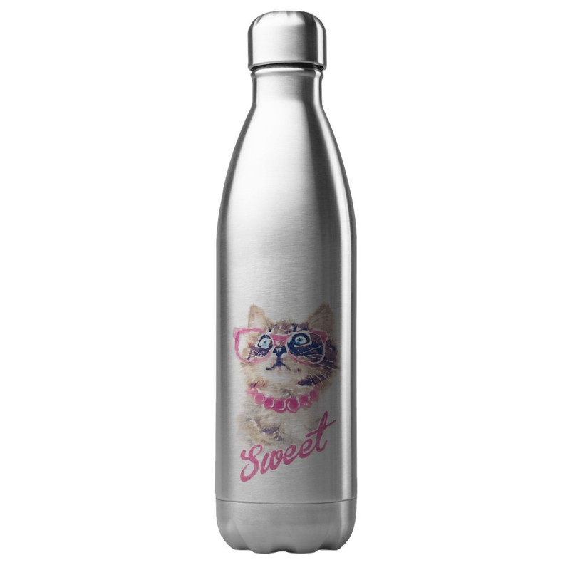 Bouteille gourde isotherme acier inox 500 ml imprimé Illustration chat