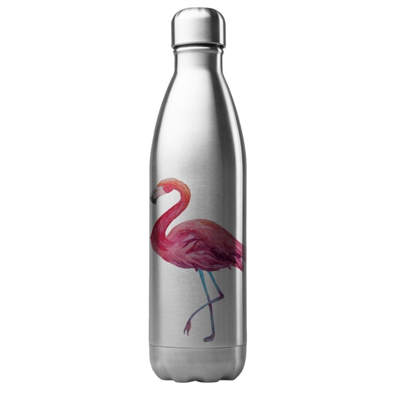 Bouteille gourde isotherme acier inox 500 ml imprimé Illustration Flamant rose