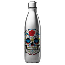 Bouteille gourde isotherme acier inox 500 ml imprimé Illustration tête de mort mexicain