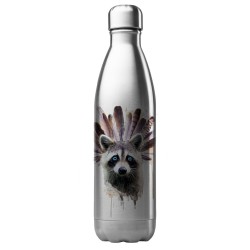 Bouteille gourde isotherme acier inox 500 ml imprimé Illustration raton laveur indien