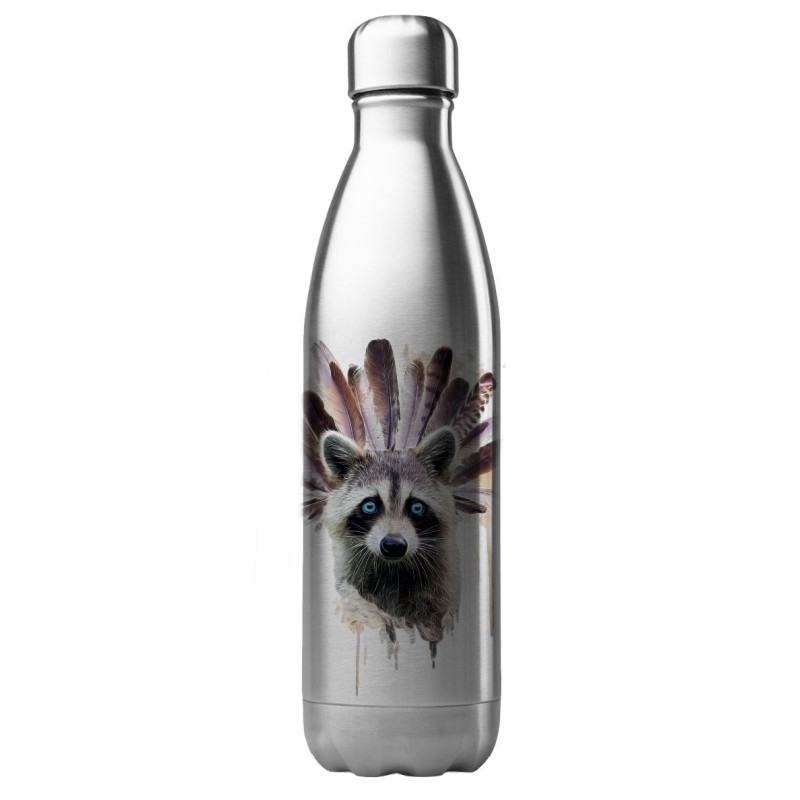 Bouteille gourde isotherme acier inox 500 ml imprimé Illustration raton laveur indien