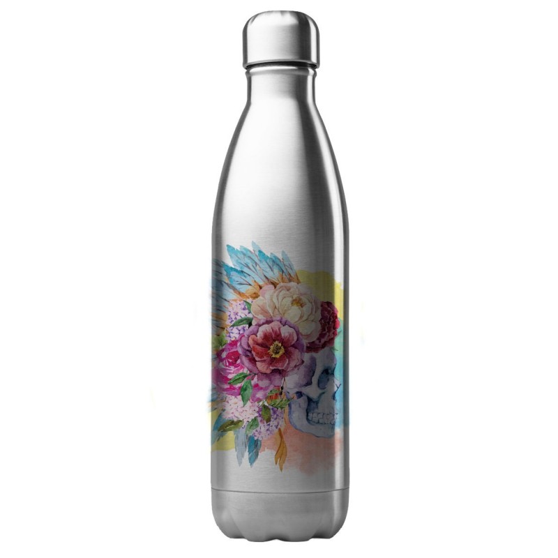 Bouteille gourde isotherme acier inox 500 ml imprimé Illustration tête de mort indien