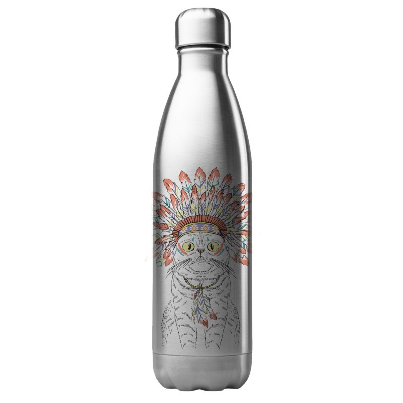 Bouteille gourde isotherme acier inox 500 ml imprimé Illustration Chat indien