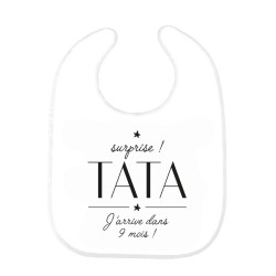 Bavoir bébé imprimé citation naissance humour Surprise tata j'arrive dans 9 mois