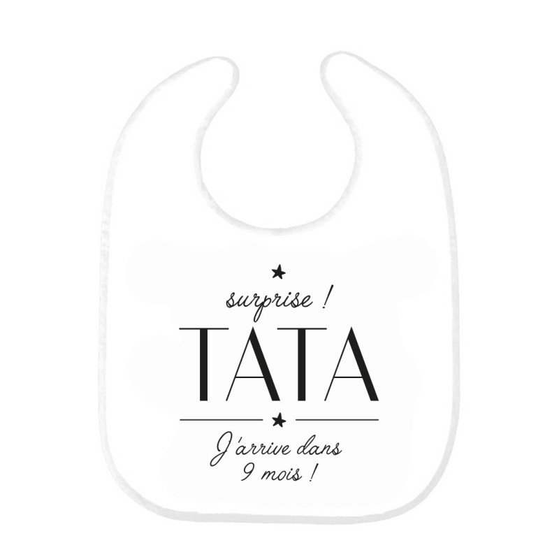 Bavoir bébé imprimé citation naissance humour Surprise tata j'arrive dans 9 mois
