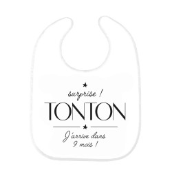 Bavoir bébé imprimé citation naissance humour Surprise tonton j'arrive dans 9 mois