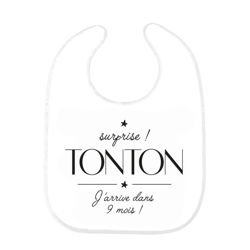 Bavoir bébé imprimé citation naissance humour Surprise tonton j'arrive dans 9 mois